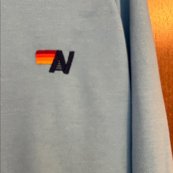 Aviator Nation Light Blue Sweatshirt with Rainbow Trim - Picture 2 of 3